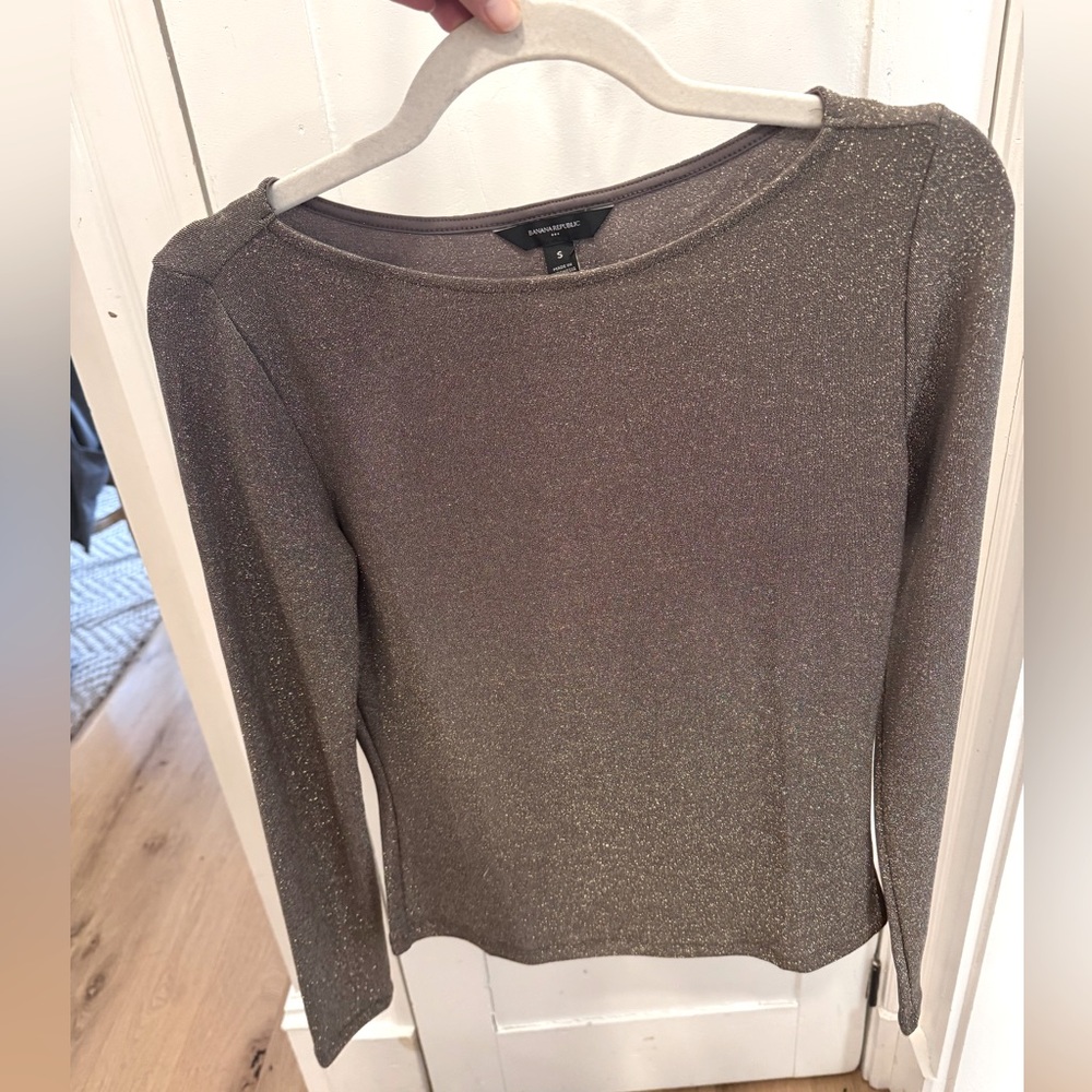 NWT Banana Republic metallic graphite-colored shirt S small
